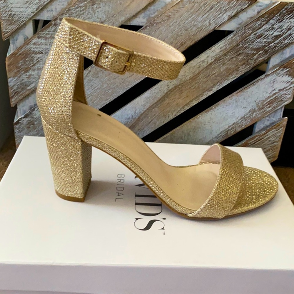 Gold sparkle heels